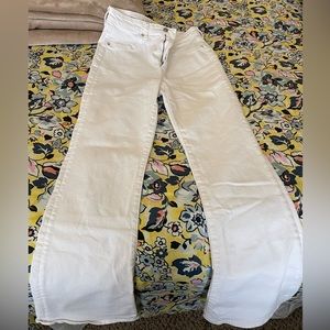 American Eagle High Rise White Flare Jeans